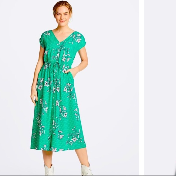 Draper James floral dots maxi dress size medium in green multi - Picture 2 of 5